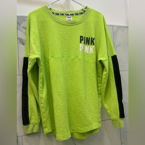 Victoria’s Secret Pink Lime Green Varsity Pullover